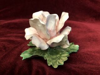 VINTAGE PORCELAIN CAPODIMONTE PINK FLOWER MADE IN ITALY 4