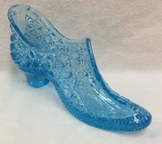 Fenton Shoe Blue Glass Star Starburst High Heel Slipper Boot Vintage 3 "