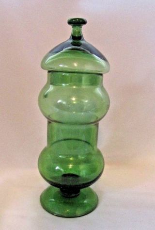 Italian Art Glass Green Apothecary Candy Jar