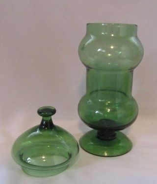 ITALIAN ART GLASS GREEN APOTHECARY CANDY JAR 2