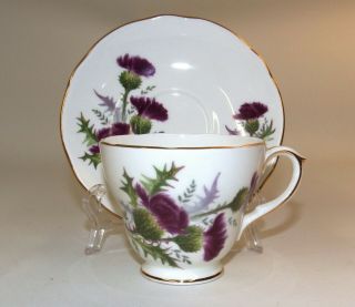 Vintage Duchess Bone China England Tea Cup & Saucer Set Highland Beauty Thistle