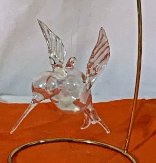 Hand Blown Art Glass Hummingbird Iridescent Christmas Ornament 1 11118