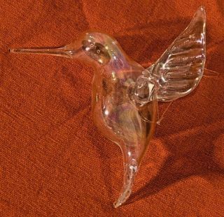 Hand Blown Art Glass Hummingbird IRIDESCENT Christmas Ornament 1 11118 2