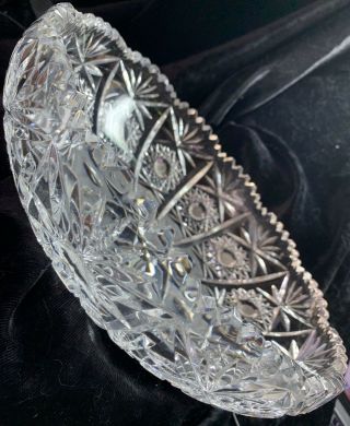 Vintage Lead Cut Crystal Bowl With Saw Tooth Edging 11 " By 3 " - 6lbs