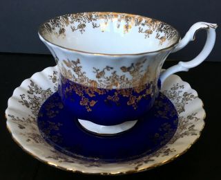 Vintage Royal Albert Cobalt Blue Regal Series Cup And Saucer