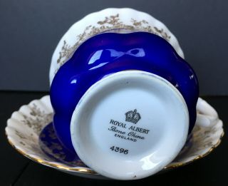 Vintage Royal Albert Cobalt Blue Regal Series Cup And Saucer 3