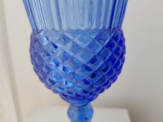 Avon Fostoria Cobalt Blue Glass Goblet / Candle Holder.  George Washington 1976 5