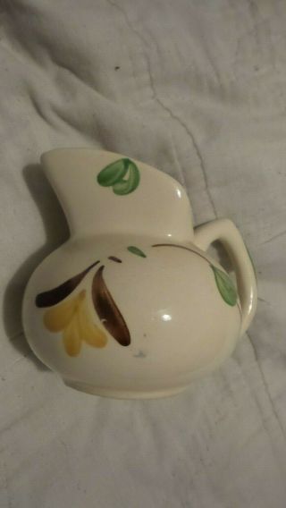 Vintage Purinton Pottery Small Pitcher Hanging Flower Pattern - Yellow And Brown