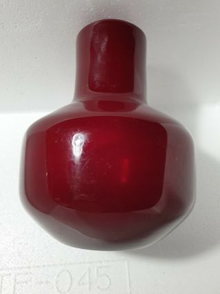 Vintage retro art glass Peking glass Vase Deep Maroon Over Laid 3