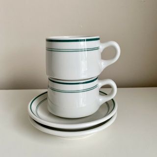 A Shenango China Restaurantware Coffee/tea Cup White W/green Stripes