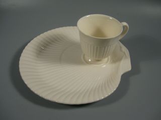 Vintage Wedgwood Nautilus Etruria And Barlaston Snack Plate Cup Set Shell Shaped