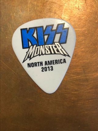 Kiss Monster Tour Guitar Pick Tommy Thayer Signed North America 2013 Blue Logo