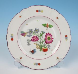 Haviland Limoges Mma Meissen Flowers Insects Porcelain 10 " Dinner Plate Red