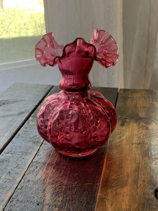 Fenton Glass Vase Pink