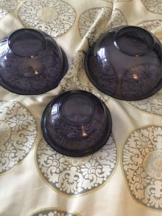 Vintage Amethyst Pyrex Nesting Mixing Bowls Set Of 3 - 325 323 322