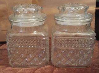 2 Anchor Hocking Wexford Small Canister Jar With Lids