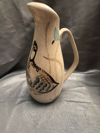 Vintage Red Wing Pottery Pitcher Bob White Quail Mid - Century Modern 12 Tall