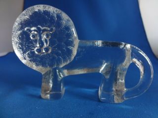 Kosta Boda Small Lion Figurine Art Glass Paperweight,  Sweden Zoo 3