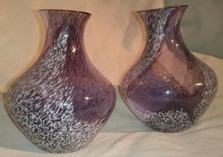 Vintage Art Studio Glass Caithness Posy Vases Mottled Lilac Blue White