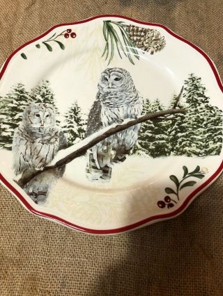 Better Homes & Gardens Winter Forest Snow Owl Salad Plate.  Euc