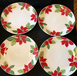 Martha Stewart Dinnerware Poinsettia Pattern Dinner Plate 11 " Set Of 4 Mse