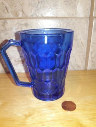 Vintage 1930s Hazel - Atlas Shirley Temple Cobalt Blue Glass Cup Mug 3.  5” 2