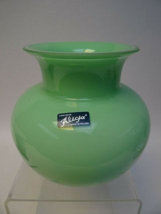 Alijca Green Hand Crafted Polish Glass Vase