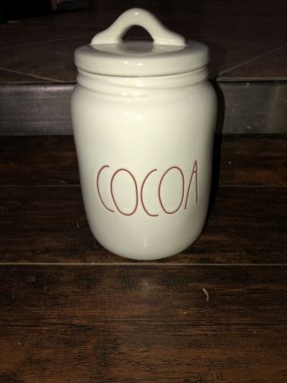 Rae Dunn Christmas Cocoa Canister Red Large Letter Htf