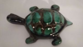 Blue Mountain Pottery Turtle Glazed In Green Hues Vintage