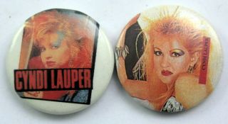 Cyndi Lauper Button Badges 2 X Vintage Cyndi Lauper Pin Badges