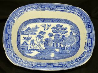 Vtg Antique Ridgway England Blue Willow 6 X 7 1/2 " Oval Vegetable Serving Bowl