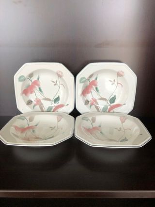 Set Of 4 Soup Salad Bowls Mikasa Continental F3003 Silk Flowers Contemporary