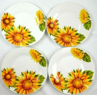 Royal Norfolk Greenbrier Set 4 Gold Sunflower Fall Autumn Salad Plates More 3