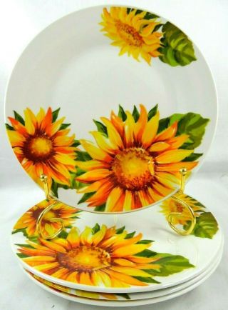 Royal Norfolk Greenbrier Set 4 Gold Sunflower Fall Autumn Salad Plates More 4