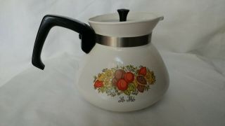 Vintage Corning Ware Teapot Le The Spice Of Life White P - 104 6 Cup With Lid