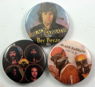Black Sabbath Button Badges 3 X Vintage Black Sabbath Pin Badges Metal
