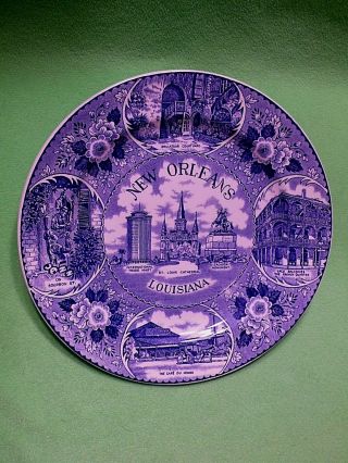 Vintage Fine Staffordshire Ware England Porcelain Orleans Landmarks Plate.