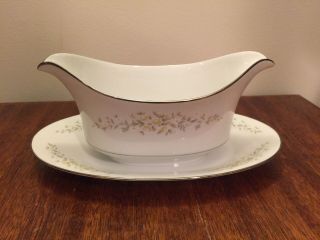 Crown Victoria China Carolyn Gravy Boat With Attached Underplate