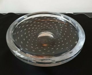 X Large Mid Century Retro Whitefriars Controlled Bubble Glass Dish Bowl 10 "