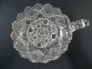 Antique Cut Glass Crystal Nappy Dish Bowl Button Daisy Checkerboard Vintage 6 " W
