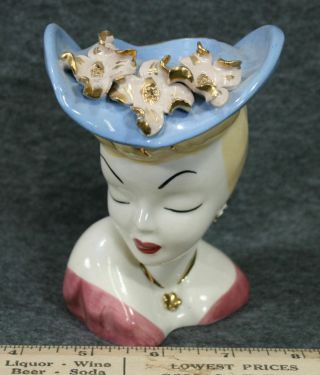 Roseart Head Vase Woman With Hat