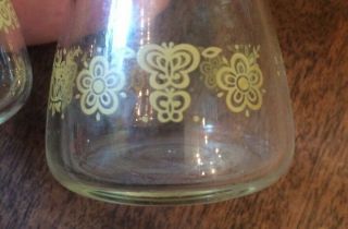 Vintage Pyrex Glass Salt Pepper Shaker Set Pair Butterfly Gold Mid Century 3