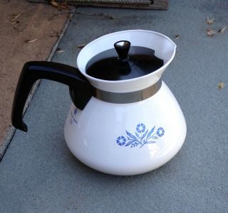 Corning Ware Tea Pot Blue Cornflower 6 Cup P104 Vintage Coffee Maker