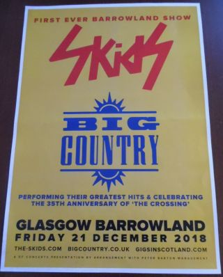 Skids & Big Country - Live Music Show 2018 Promotional Tour Concert Gig Poster