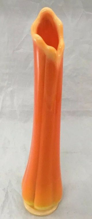 Vintage L E Smith Bittersweet Orange Swung Glass Swag Slag Vase 12”