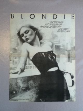 Blondie - The Tide Is High - Poster / Advert - 37cm X 27.  5cm - Debby Harry