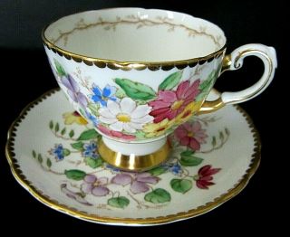 Vintage Tuscan Porcelain Tea Cup & Saucer,  " Wild Flowers " England
