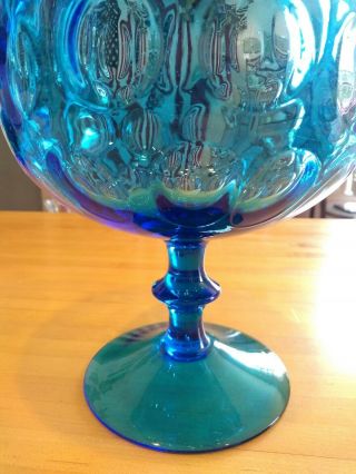 Empoli Glass Mid Century Style Bubble Optic Blue Large Brandy Snifter Vase 2