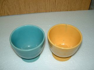 2 Vintage Fiestaware Egg Cups Turquoise & Yellow - Estate Find