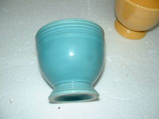 2 VINTAGE FIESTAWARE EGG CUPS TURQUOISE & YELLOW - ESTATE FIND 2